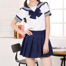 Traje JK versión coreana japonesa para mujer, uniforme escolar para mujer, disfraz de Sailor Navy, Falda plisada para chicas y estudiantes 2024 - compra barato