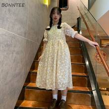 Dresses Women Floral Korean Preppy Style Summer Loose All-match Square Collar Fashion Students Sweetie Leisure Ladies Ulzzang 2024 - buy cheap