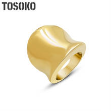 TOSOKO Stainless Steel Jewelry Heavy Industry Casting Exaggerated Arc Ring Women's Fashion Ring BSA178 2024 - buy cheap