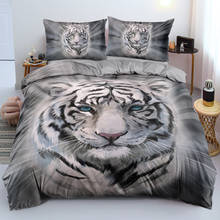 Tiger Bedding Set 3D Custom Design Gray Quilt Cover Sets Animal Comforter Covers Pillowcases 203*230cm Full Twin Double Size 2024 - buy cheap