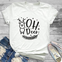 Women Holiday Deer Letter Funny New Year Print Merry Christmas Womens Top Graphic Tee Shirt T Shirt T-Shirt Female Tees T-shirts 2024 - buy cheap