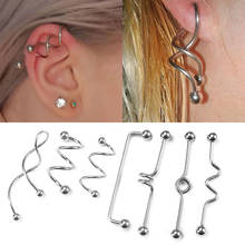 1PC Stainless Steel Industrial Barbell Earrings Screw Ear Cartilage Tragus Helix-Conch Body Piercing Jewelry 14G Nipple Piercing 2024 - buy cheap