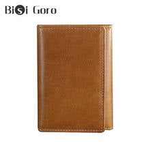 BISI GORO 2021 Genuine Leather Wallet with RFID Blocking Business Card Case Vintage Unisex High Quality Mini Wallets Coin Purse 2024 - buy cheap