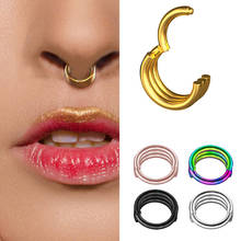 Кольцо для перегородки Clicker Steel, сегментное кольцо для носа Black Gold Lip ушной хрящ Хеликс, ювелирное изделие для пирсинга тела 16G, 1 шт. 2024 - купить недорого