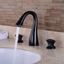 Grifo mezclador de lavabo de latón negro para baño, grifos de lavabo con 3 agujeros, doble Mango, Mezclador caliente y frío de lujo 2024 - compra barato