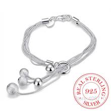 Pulseira feminina 2020, bracelete de prata esterlina 925, joia fina com cinco esferas, berloque para mulheres, alta qualidade 2024 - compre barato