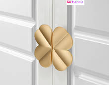 Puxador de porta de trevo de quatro folhas, para armário de cozinha, para móveis europeus, gavetas, dourado 2024 - compre barato