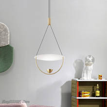 Nordic Creative Glass Pendant Lights Iron Hoop LED hanging Lamps for Bedroom Cafe Restaurant Bar Indoor Lighting Fixtures Decor 2024 - buy cheap
