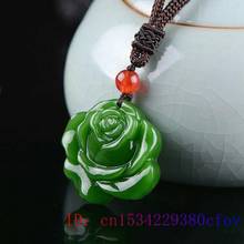 Green Jade Rose Pendant Necklace Gifts Charm Women Chinese Flower Fashion for Jadeite Men Jewelry Natural Amulet Carved 2024 - buy cheap