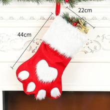 Meias de natal cão gato pata pendurado pingente ornamentos saco de doces pet cão gato pata meia meias natal ornamento árvore 2024 - compre barato