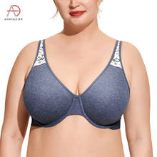 Women's Soft Cotton Full Coverage Plus Size Underwire Unlined Lace Minimizer Bra 2024 - buy cheap