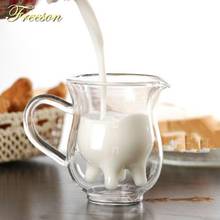 Taza de vidrio de doble capa para leche, zumo, café, 250ml, con asa 2024 - compra barato