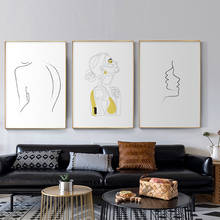 Abstracto mulher linha de desenho a óleo sobre tela quadros na parede arte posters e cópias da parede quadros para sala de estar sem moldura 2024 - compre barato
