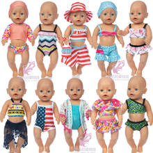 Muñeca de bebé de 43 cm, ropa de natación, de 18 pulgadas Vestido de playa, muñeca americana og, bikini de verano 2024 - compra barato