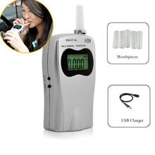 Testador de nível de álcool digital com tela lcd, respirador, 5 peças, detector de álcool profissional, alimentado por carregador usb 2024 - compre barato