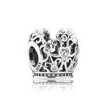Autêntico 925 prata esterlina grânulo princesa coroa charme ajuste moda feminina pandora pulseira presente jóias diy 2024 - compre barato