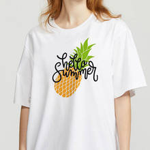 Camiseta feminina com estampa de abacaxi, camiseta de manga comprida para mulheres com estampa de frutas e abacaxi, moda feminina 2024 - compre barato