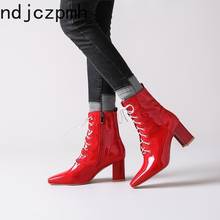 Women's Boots The New fashion winter Square head zipper High heel Martin boots Women's shoes plus size 34-47 Heel Height 8cm 2024 - buy cheap