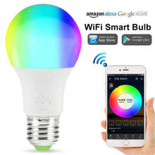 Lâmpada de luz inteligente led e27, rgb, wi-fi, para celular, app, controle remoto, regulável, multicolor, auto chama 2024 - compre barato