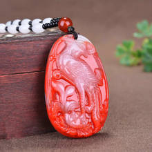Natural Red White Jade Phoenix Pendant Necklace Hand-Carved Chinese Charm Jadeite Jewelry Fashion Amulet Gifts for Women Her 2024 - buy cheap