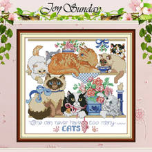 Eight kittens cats animals counted 11CT 14CT Cross Stitch Sets DIY Chinese Cross-stitch Kits Embroidery Needlework Home Decor 2024 - buy cheap