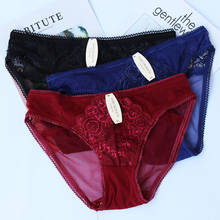 3pcs/Lot women transparent panties mesh sexy panties low waist women panties lace hollow briefs Lace Underwear Plus Size cotton 2024 - buy cheap