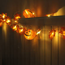 Guirnalda de luces de calabaza para decoración de Acción de Gracias, guirnalda de Hojas de arce, para vacaciones, Halloween y otoño 2024 - compra barato