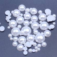 La mitad de perlas redondas perlas 500 unids/pack Flatback blanco perlas redondas perlas para la fabricación de la joyería y arte de uñas de alta calidad perlas 2024 - compra barato
