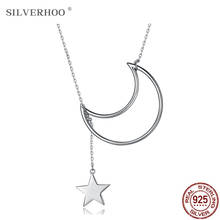 SILVERHOO 925 Sterling Silver Necklaces For Women Big Moon Tiny Stars Necklace Hot Sale Simple Gift Fine Jewelry New Listing 2024 - buy cheap