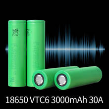 Аккумулятор VTC6 18650 3,7 В, 3000 мА · ч, литий-ионный аккумулятор 30А, высокомощные аккумуляторные инструменты, фонарик, литиевая батарея 2024 - купить недорого