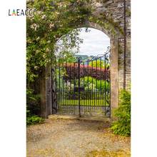 Laeacco primavera jardim arco portão árvores grama paisagem cênica fotografia fundos bebê recém-nascido retrato backdrops photozone 2024 - compre barato