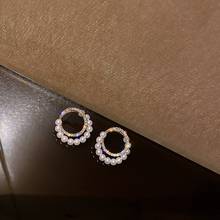 2020 New Women's Earrings Delicate Sweet Two Round Pearl Earrings for Women Bijoux Korean boucle Girl Gifts Jewelry Wholesale 2024 - buy cheap