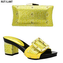 Conjunto de zapatos y bolsos italianos para boda nigeriana, conjunto de calzado y bolsa para fiesta, Color amarillo 2024 - compra barato