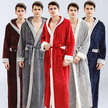 Женский зимний длинный фланелевый Халат-кимоно, теплый фланелевый Халат для ванной, ночнушка, меховые халаты, толстовка, халат, Мужская одежда для сна 2024 - купить недорого