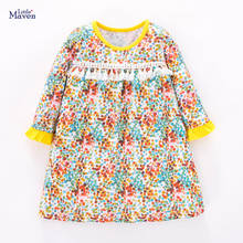 Little Maven New Spring Autumn Kids Oil Painting Dot Tassel Printed O-neck Girls 2-7yrs Full-sleeved Cotton Knitted Dresses 2024 - buy cheap