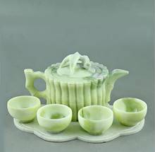 Copper Statue Natural Lantian jade tea set white jade wine set wine pot Cup tea pot suit jade ornament craft gift 2024 - buy cheap