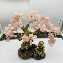 Feng Shui Natural Rose Quartz Crystal Money Tree Bonsai Style Decoration for Wealth and Luck 2024 - buy cheap