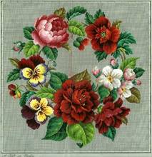 Poppy flower pansy and peony wreath 46-46 Cross Stitch Kit Packages Counted Cross-Stitching Kits   Cross stich Painting Set 2024 - buy cheap