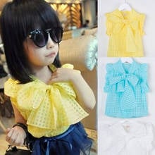 Girls Blouse  Shirts Big Bowknot Sleeveless summer girl blouses children shirt Kids Clothing for Girls Clothes Tops 2024 - buy cheap