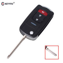 KEYYOU-carcasa para llave de coche, accesorio plegable modificado con 3 botones, Control remoto, entrada remota, sin llave, para TOYOTA 2024 - compra barato