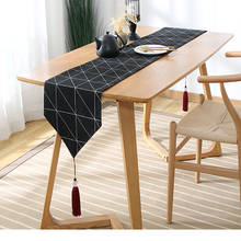 Black geometric modern table runner European style table cloth flag cabinet cover hotel bed runner party home decoration 2024 - buy cheap