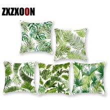 Polyester Tropical Green Plant Palm Leaf Leaves Decorative Throw Pillows Case Sofa Home Seat Cushion Cover for Living Room 2024 - buy cheap