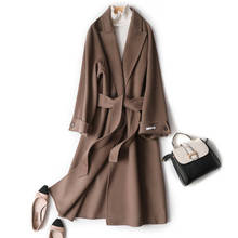 2020 Женское шерстяное пальто с отложным воротником и поясом, элегантное кашемировое длинное пальто, женская куртка Casaco Feminino 2024 - купить недорого