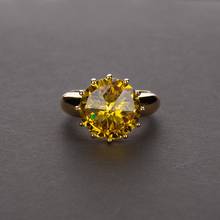 Anillo clásico de Color plateado para mujer, joyería de circón amarillo y rosa, anillos de oro para mujer, anillo de lujo de aniversario de estilo Simple 2024 - compra barato