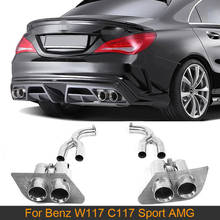 Aço inoxidável tubo de escape do carro dicas para mercedes benz w117 c117 cla250 cla260 amg sedan 2013 2014 choques traseiros tubos cauda 2024 - compre barato