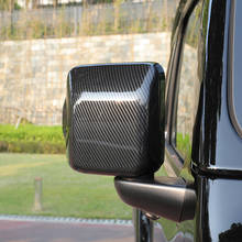 Qhcp carro espelho retrovisor capa decorativa porta lateral espelho adesivos de fibra carbono preto prata abs para jeep wrangler jl 2018 2019 2024 - compre barato