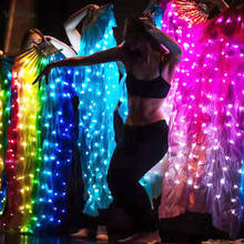 Fã de dança de seda longa fã de dança de fã de luz led jiaozhou yangge dança quadrada dupla face cd50 w02 2024 - compre barato