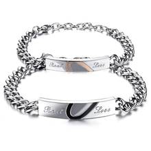 Pulsera con cadena de acero inoxidable para hombre y mujer, brazalete personalizado con nombre grabado, joyería de regalo 2024 - compra barato