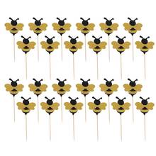 36pcs Cute Cupcake Topper Decoration Adorable Bee Cake Pick Dessert Fruites Picks For Baby Shower Birthday Supplies A35 2024 - buy cheap