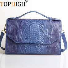TOPHIGH New  Fashion Monogram Women Handbag Snake Pattern Leather Clutch Bag Ladies Leather Bag Snake Leather Shoulder Bags 2024 - buy cheap